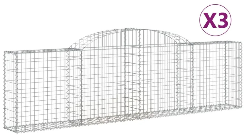 3 db íves horganyzott vas gabion kosár 300x30x80/100 cm