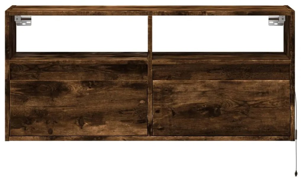 füstös tölgy színű fali TV-szekrény LED-ekkel 100x31x45 cm