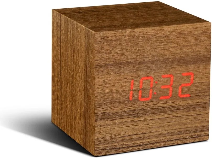 Cube Click Clock világosbarna ébresztőóra piros LED kijelzővel - Gingko