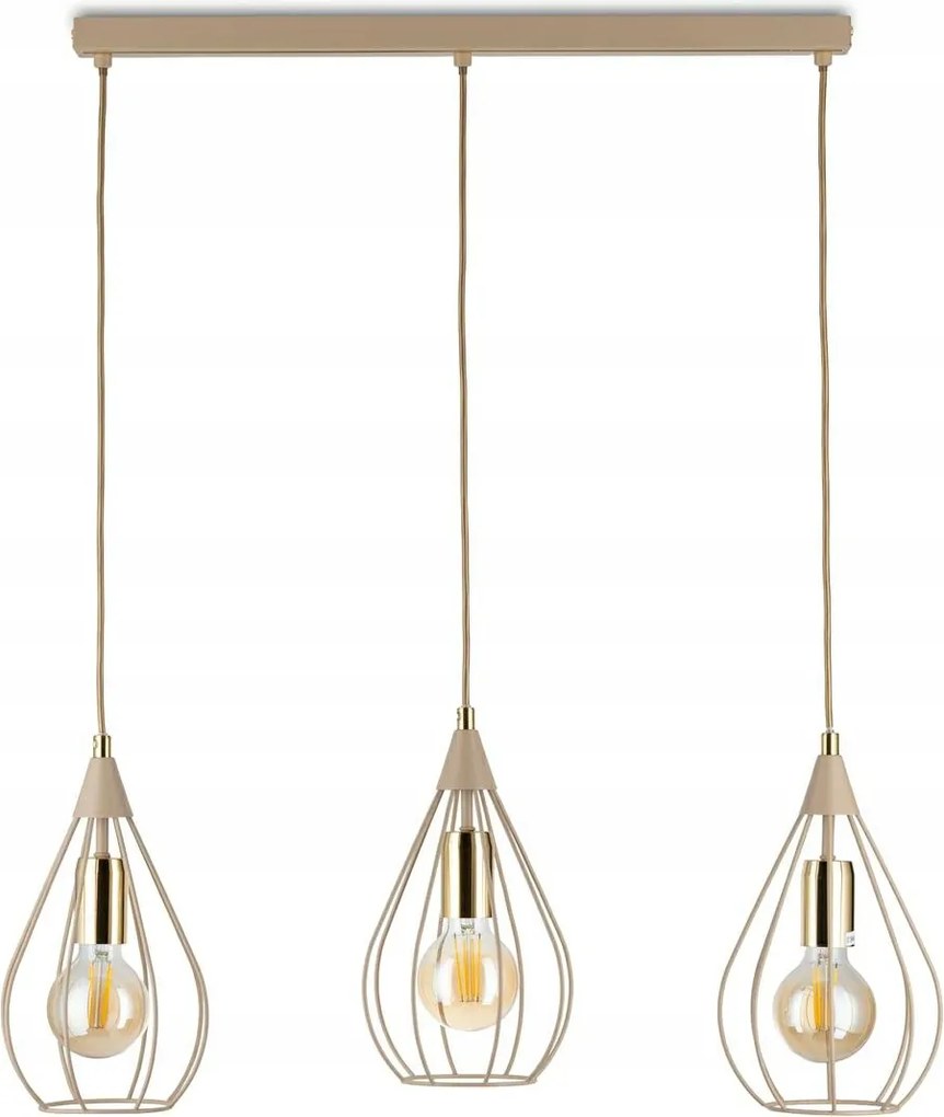 Noa Függőlámpa Bézs arany kiegészítőkkel 3xE27 75 cm Modern Taupe
