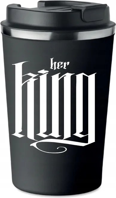 Prémium Termo Bögre fekete Valentin Napi Ajándék Her King neki KT_296