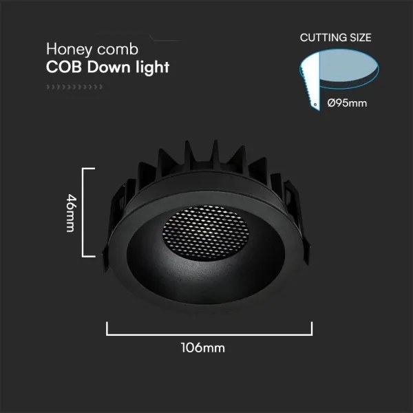 LED mennyezeti lámpa 18W 230V 3000/4000/6400K Ø10,6 cm fekete