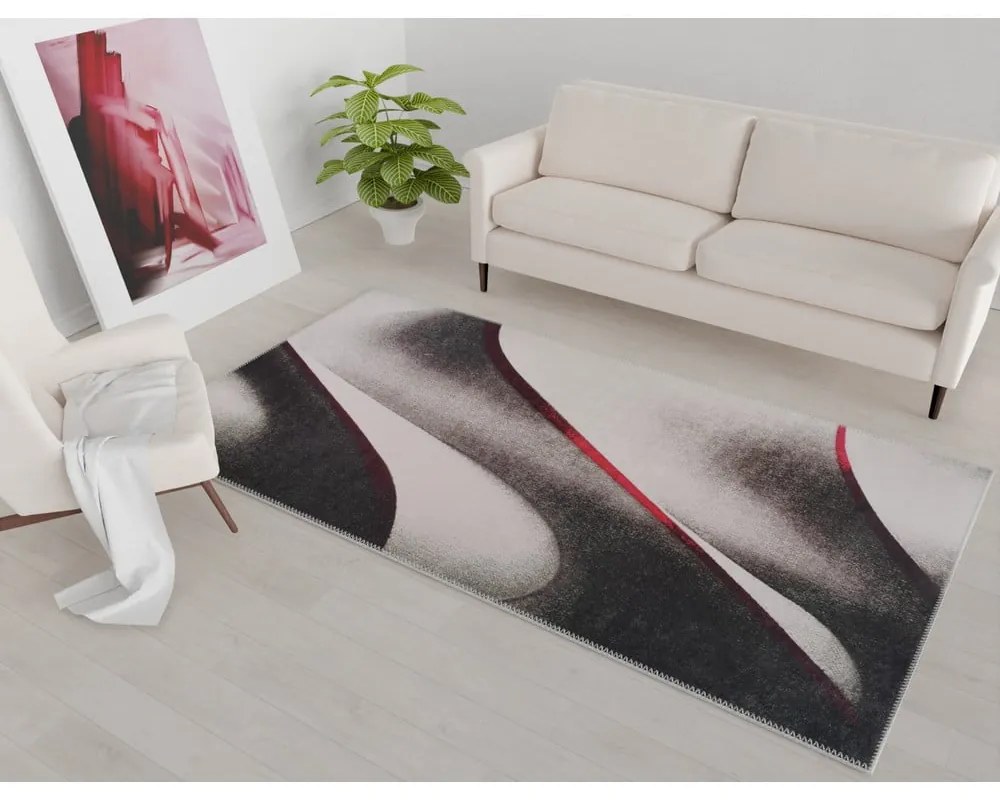 Fehér-fekete mosható szőnyeg 150x80 cm - Vitaus