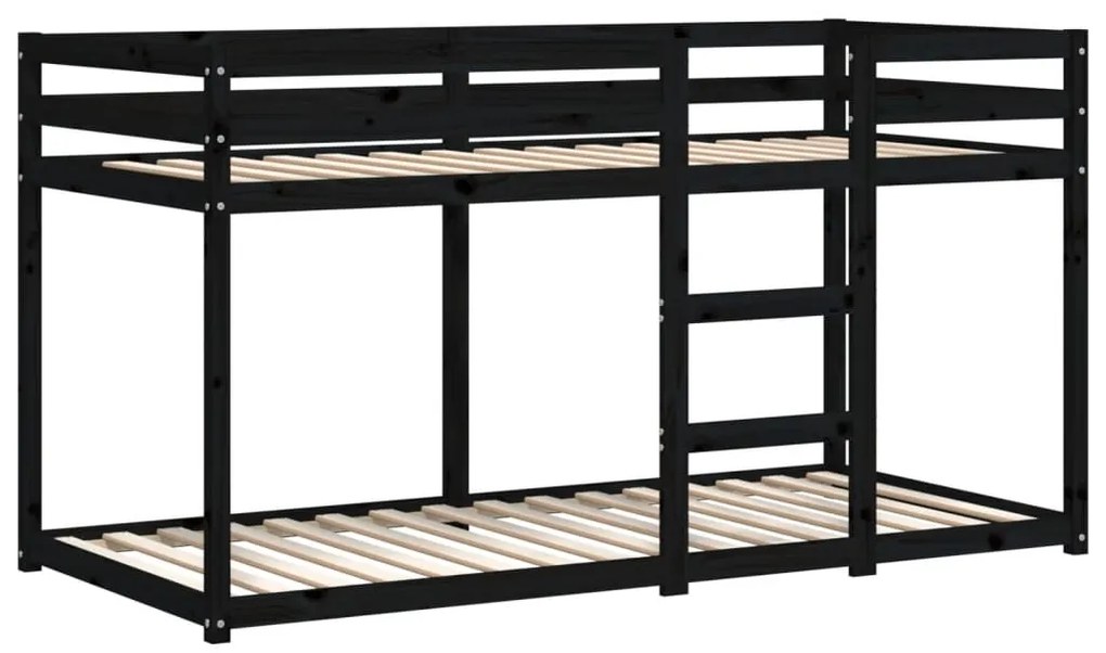 fekete tömör fenyőfa emeletes ágy 90 x 200 cm