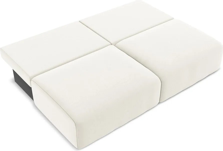 Krémszínű bársony kinyitható-tárolóhelyes kanapé 216 cm Kalena – Makamii