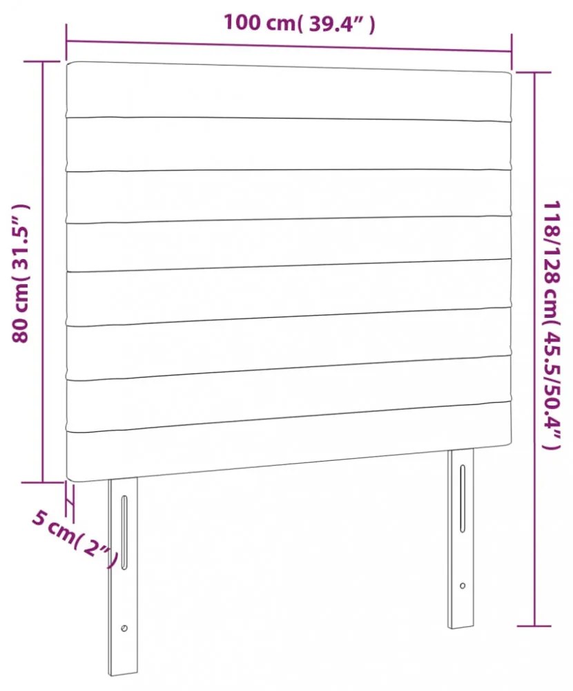 kék szövet LED-es fejtámla 100x5x118/128 cm
