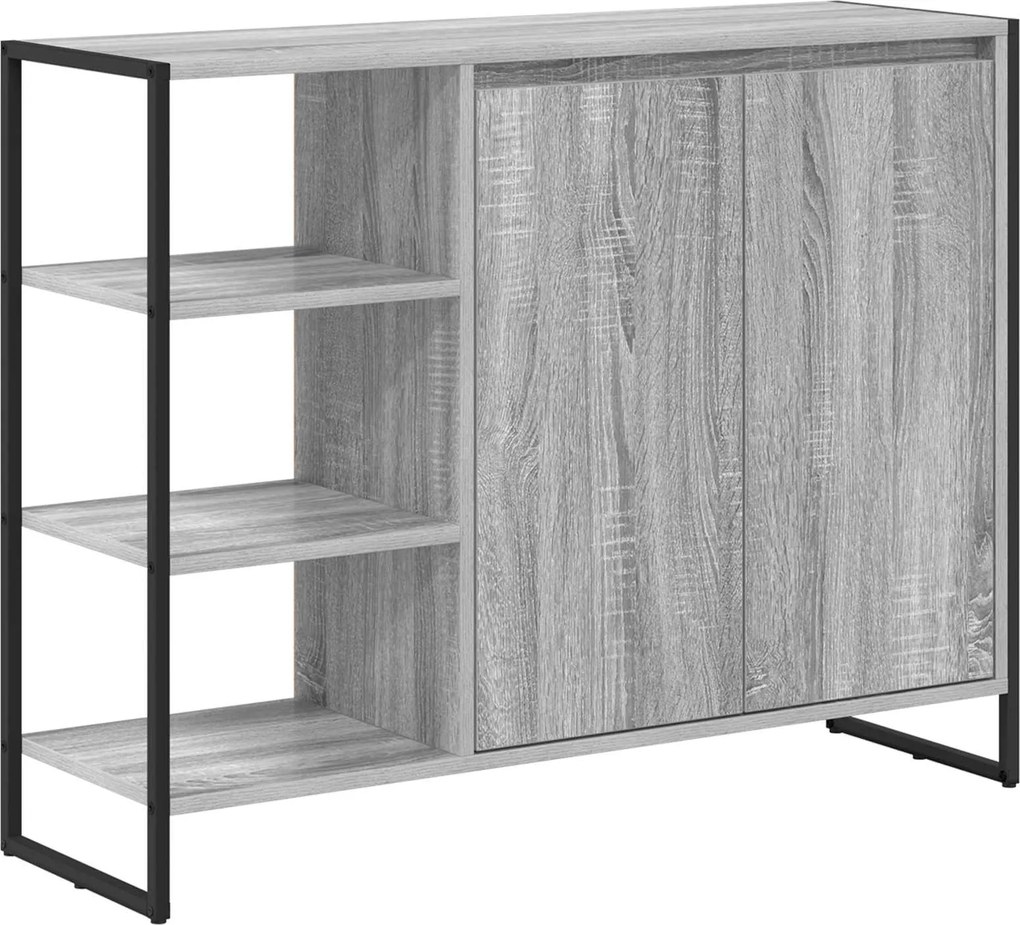 vidaXL Oldalsó szekrény Szürke Sonoma 96.5 x 30 x 75 cm Faanyag