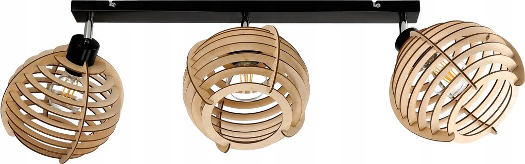 Lámpa plafon csillár mozgatható mennyezet 3 fa gömb