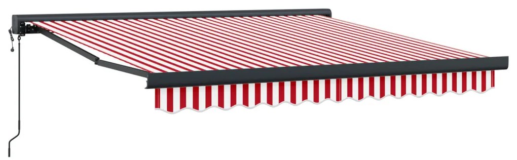 Automatikus behúzható napellenző piros-fehér csíkos 350x250 cm