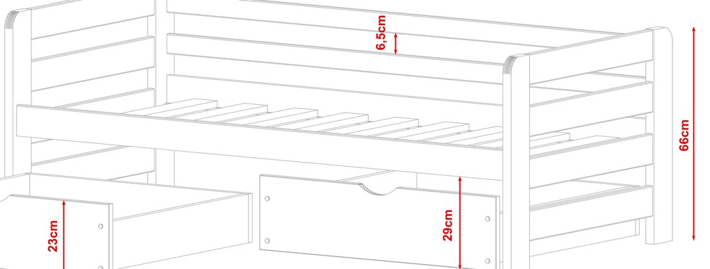 Gyerekágy 90 x 200 cm Erin (ágyráccsal és tárolóhellyel) (fehér). Akció -10%. 1012941