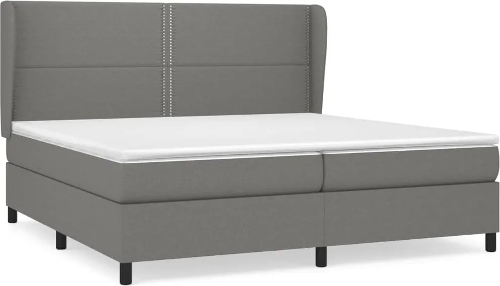 vidaXL sötétszürke szövet rugós ágy matraccal 200 x 200 cm