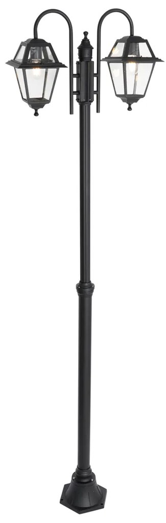 Klasszikus kültéri lámpa fekete 235 cm 2-lámpás IP44 - Berta