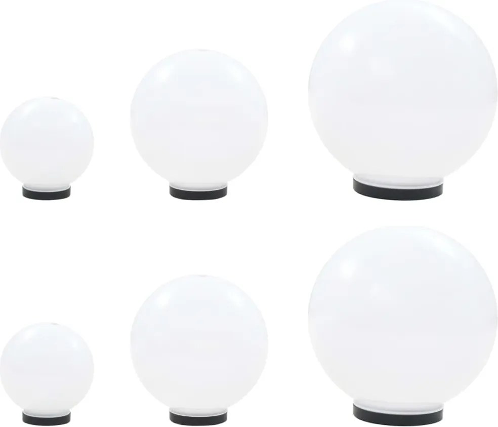 vidaXL 6 db-os LED gömblámpa-szett 20/30/40 cm PMMA