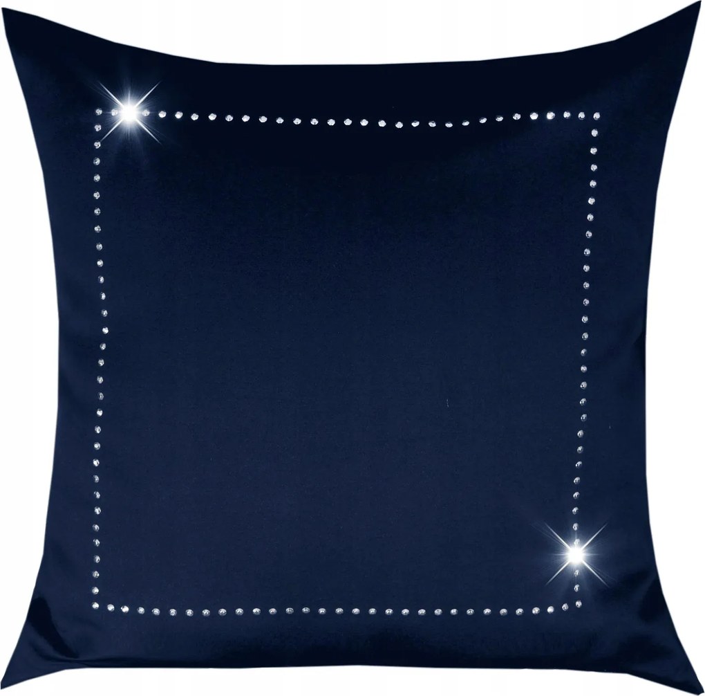Glamour párnahuzat 40x40 sötétkék ezüst