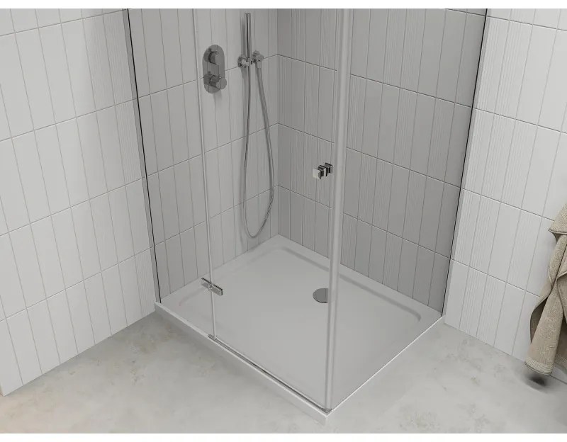 Mexen Roma zuhanykabin 110 x 80 cm, 6 mm-es üveg, króm profil-átlátszó üveg + vékony zuhanytálca 5 cm, 854-110-080-01-00-4010