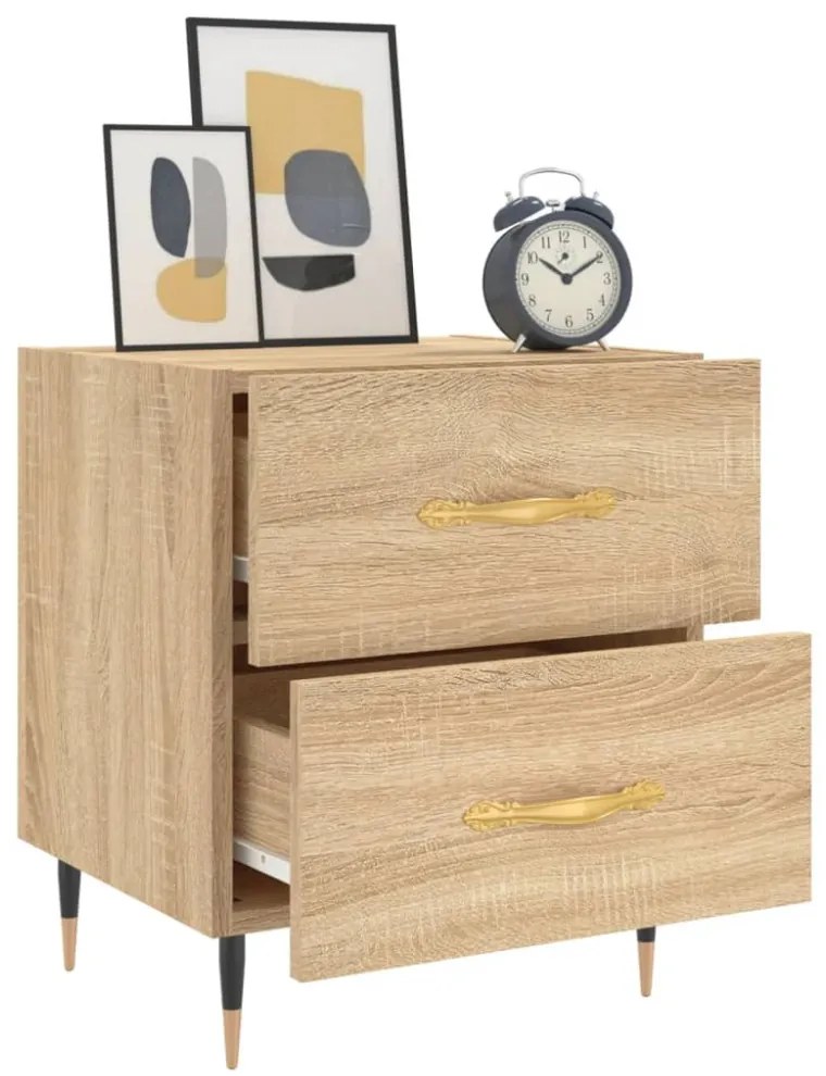 2 db sonoma tölgy színű szerelt fa éjjeliszekrény 40x35x47,5 cm