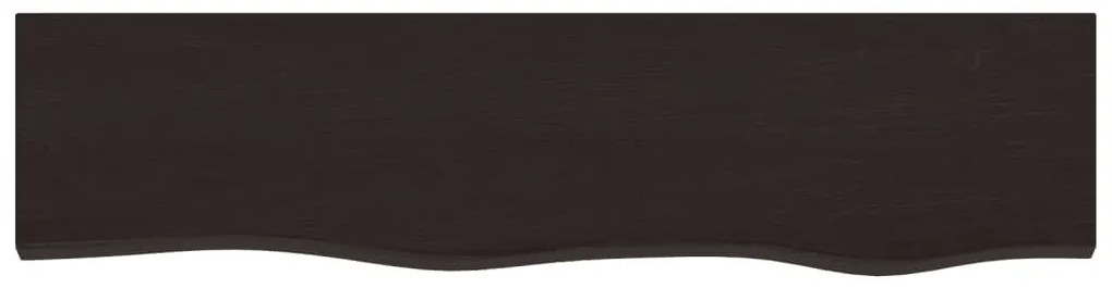sötétbarna kezelt tömör tölgyfa fali polc 80x20x2 cm