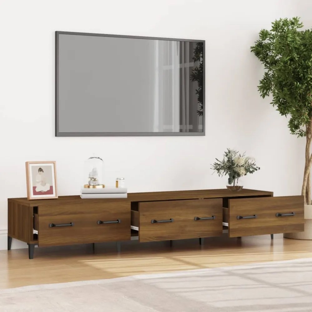 barna tölgyszínű szerelt fa TV-szekrény 150 x 34,5 x 30 cm