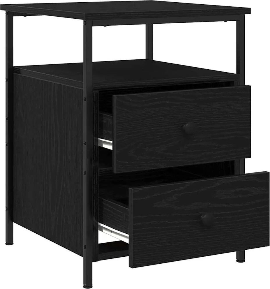 vidaXL Éjjeliszekrény 2 pcs Fekete tölgy 34 x 35,5 x 50 cm Faanyag