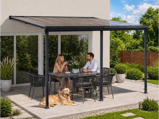 alumínium pergola LANITPLAST WALL 53 antracit + bronz PC LG2128
