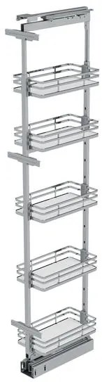 Konyhai fémrács, kamravasalat, 300mm, króm-fehér, teljes kihúzású, csillapított záródás, 1880-2180mm, 5 kosár SIGE, Infinity Plus 265