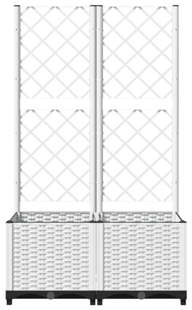 fehér PP rácsos kerti ültetőláda 80 x 40 x 136 cm
