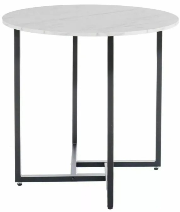 Alto II kerek étkezőasztal fehér márvány/fekete 80 cm
