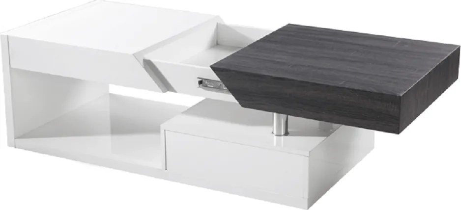 Dohányzó asztal, fehér fény/szürke fa design, MELIDA