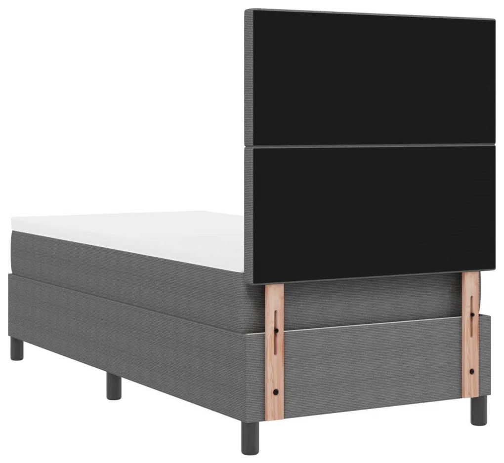 Boxspring ágy matraccal & LED világítással szürke 100x200 cm kordbársony
