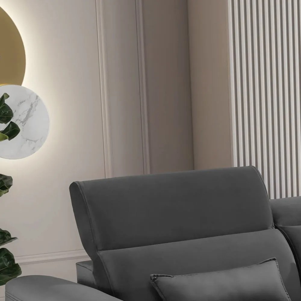 Sötétszürke bársony kinyitható-tárolóhelyes sarokkanapé (jobb oldali-heverő résszel) Foble – ELTAP