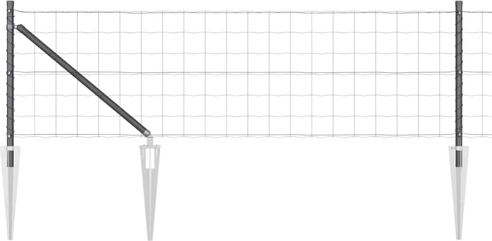 vidaXL Kerítés oszlopokkal Szürke 0,8 x 10 m Acél