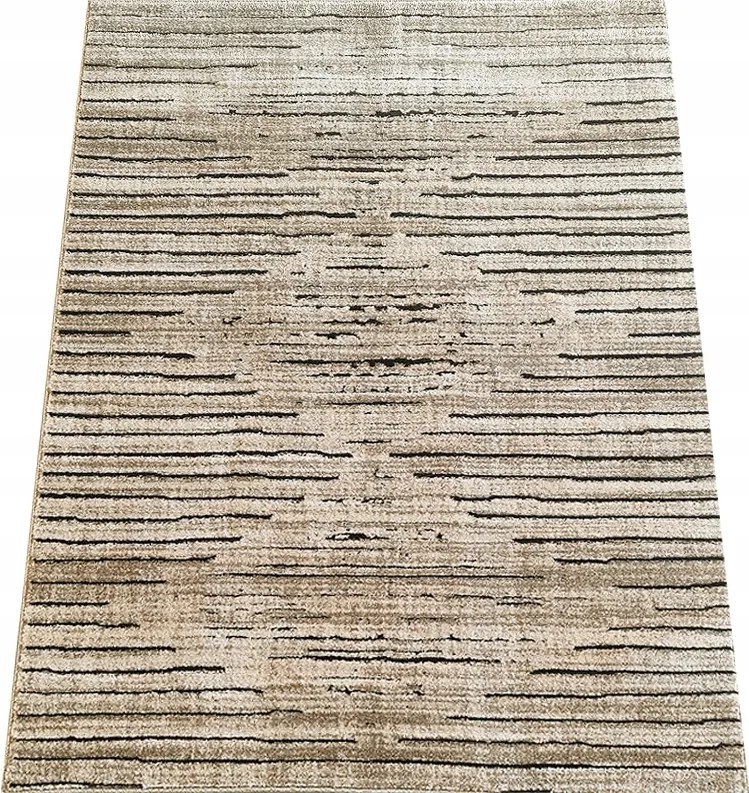 Szőnyeg 140x190 Modern Bézs Masszív Kivágott 3D Fríz A Szobába Divatos