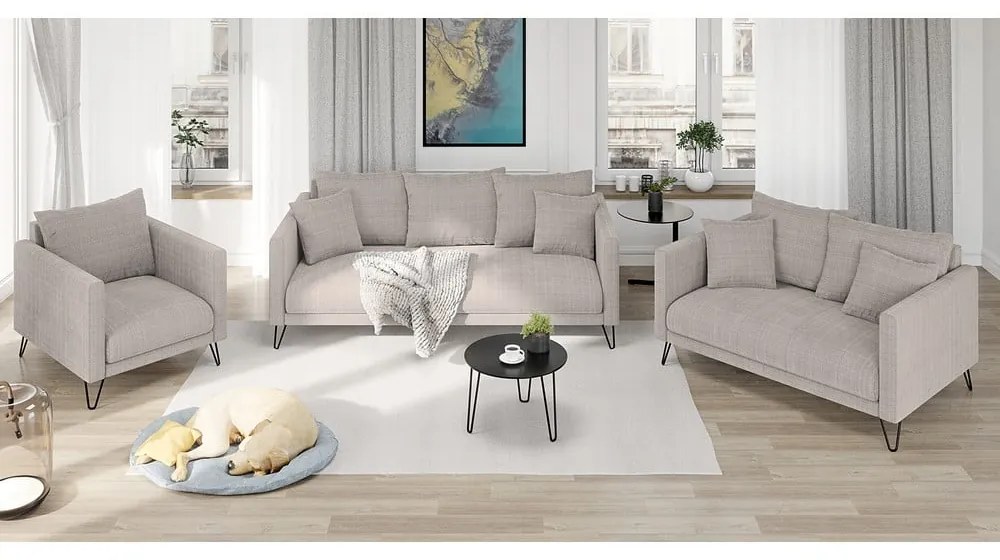 Világosbarna zsenília kanapé 200 cm Freya – Ropez