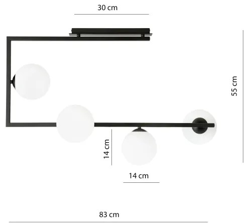 Csillár rúdon SOMA 4xE14/10W/230V fekete/fehér