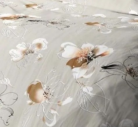 Krepp pamut ágynemű Homa BERMAL BIEGE FLOWERS 2 részes 140x200 cm