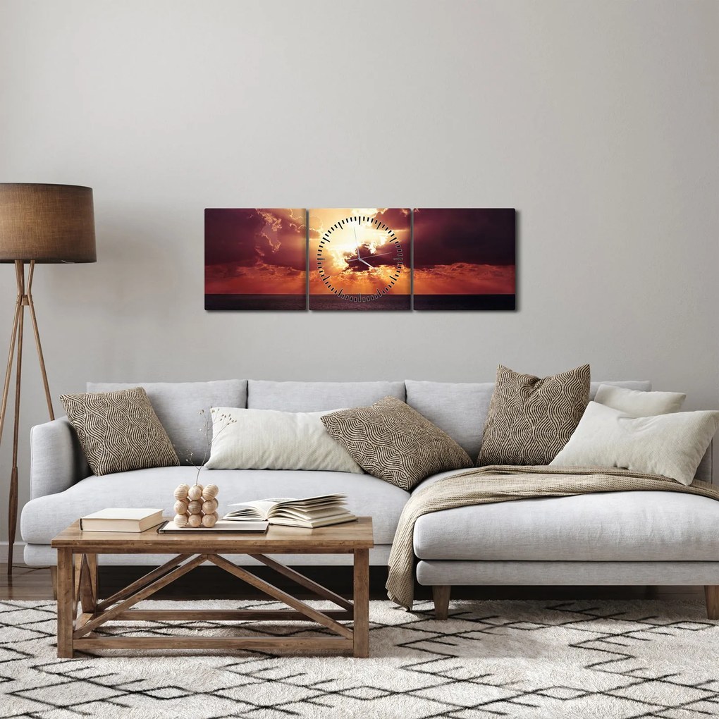 A nap képe a felhők mögött (órával) (90x30 cm)