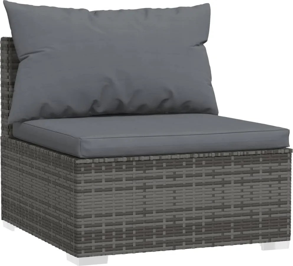 9 részes szürke polyrattan kerti ülőgarnitúra párnákkal