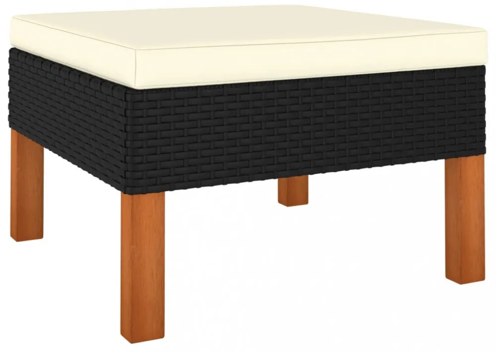 10 részes fekete polyrattan kerti ülőgarnitúra párnákkal