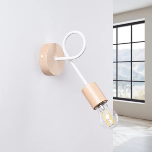 Sollux SL.1473 - Fali lámpa EMBER 1xE27/15W/230V fehér/bézs/bükkfa