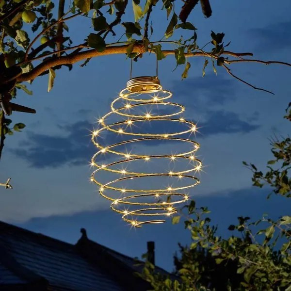 Kerti napelemes LED spirál lampion világítás 50 cm meleg fehér