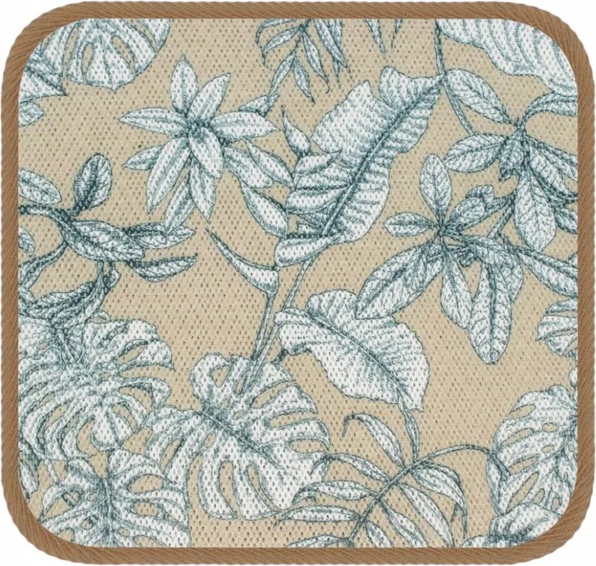 Esőálló kerti párna 40x40cm- trópusi levelek mintás Bézs