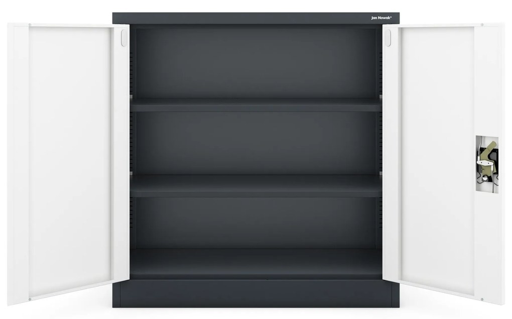 Alacsony fém irattartó szekrény BEATA, 900 x 930 x 400 mm, antracit-fehér