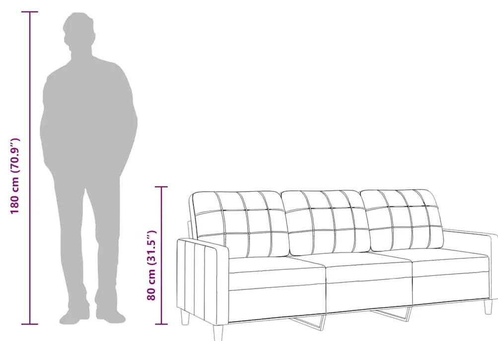 vidaXL 3 személyes krémszínű szövet kanapé 180 cm