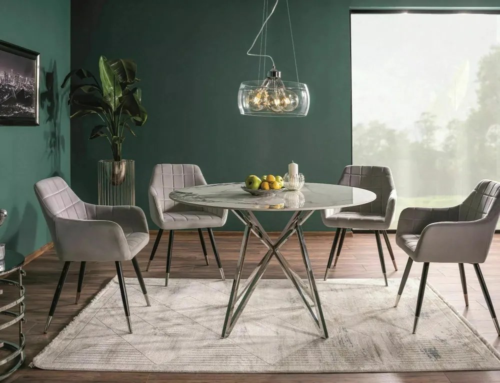 Murano étkezőasztal kerek 90cm króm