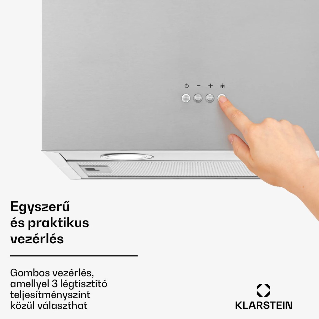 Klarstein Structura, páraelszívó, elszívás/keringetés, 624 m³/ó, A energiahatékonysági osztály, LED, nemesacél