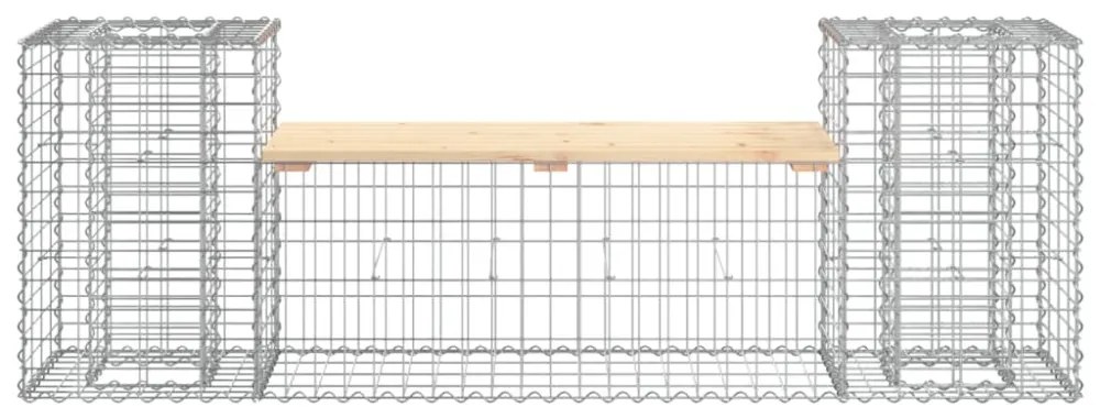 tömör fenyőfa gabion kerti pad 183x41x60,5 cm