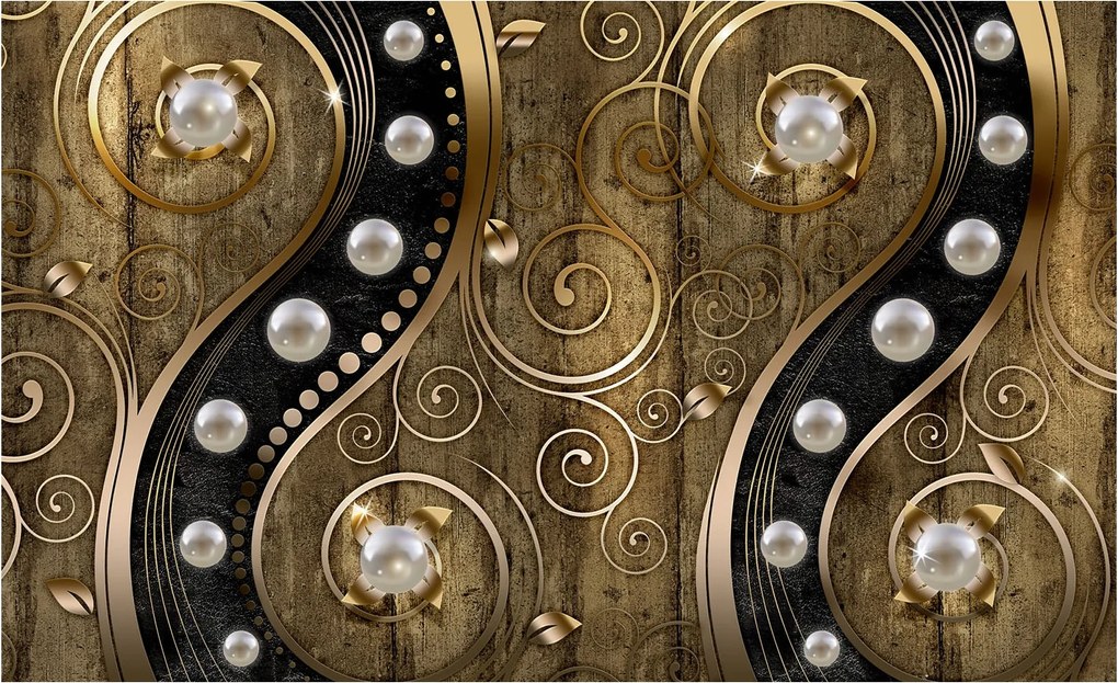 Fotótapéta flizelina Arany gyöngyök absztrakt elegancia luxus 254x184 +ragasztó