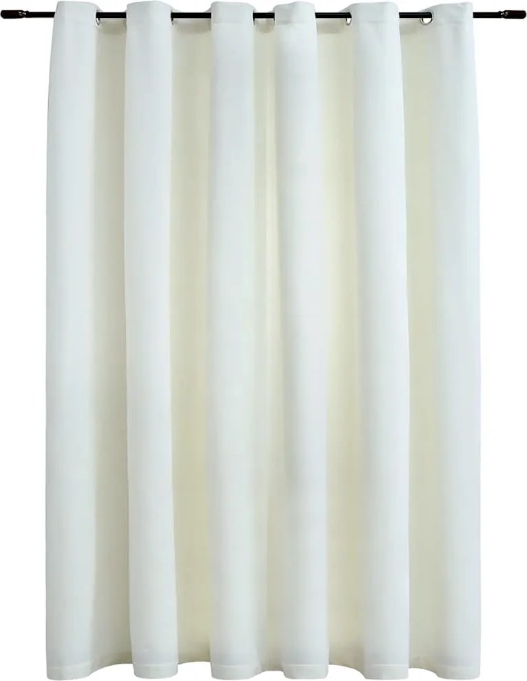 vidaXL krémszínű bársony sötétítőfüggöny fémkarikákkal 290 x 245 cm