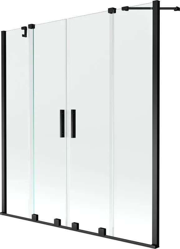 Mexen Velar Duo fürdőkád paraván, 2-szárnyú tolóajtós, 140 x 150 cm, átlátszó, fekete - 896-140-000-02-70