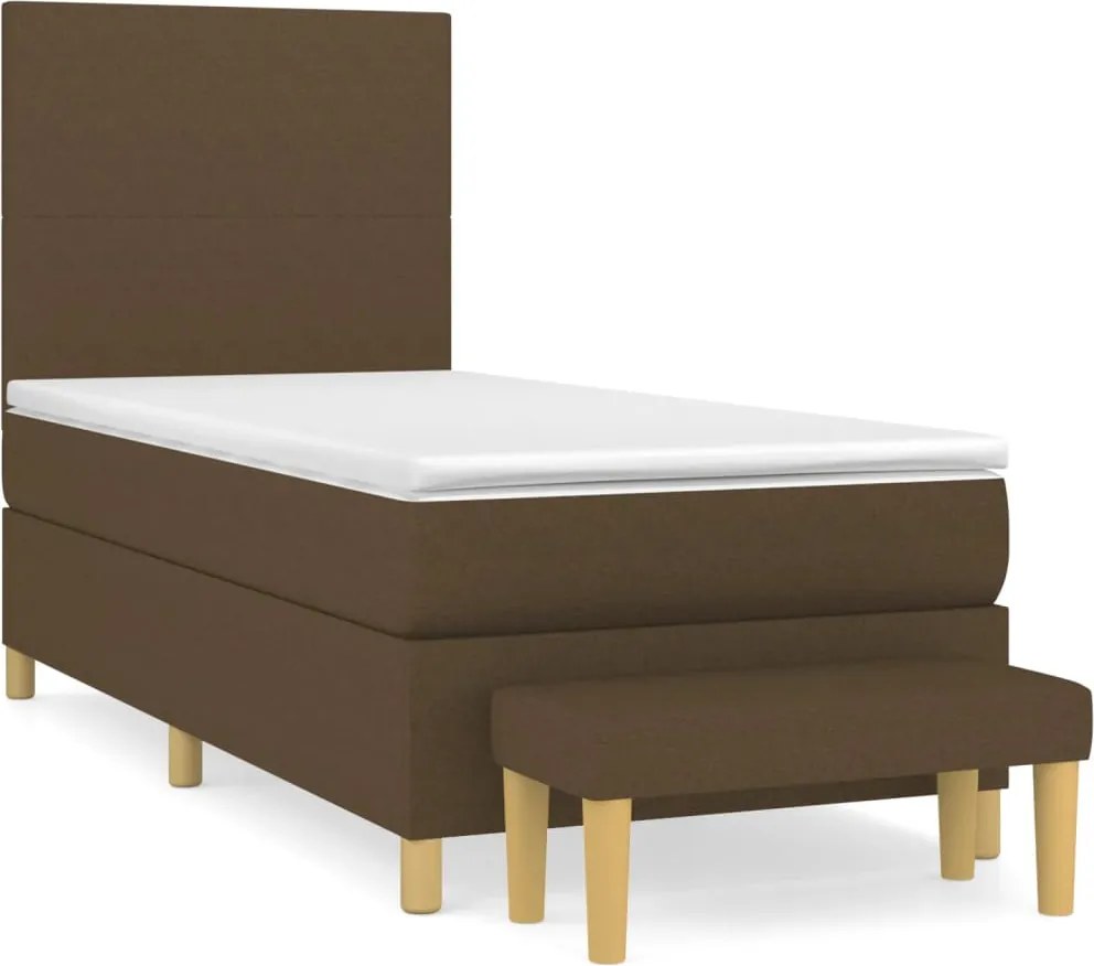 vidaXL sötétbarna szövet rugós ágy matraccal 90 x 200 cm